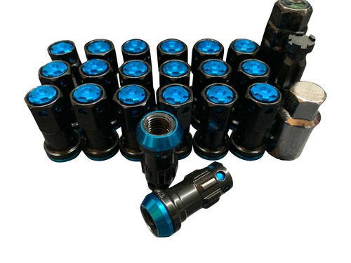 Black blue lug nuts - black, for